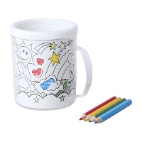 Tazza da colorare con 4 matite colorate e 4 fogli