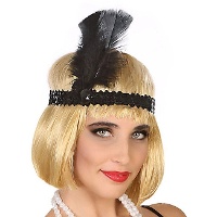 Fascia con piuma e paillettes