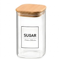 Barattolo in borosilicato da 1,2 L con coperchio in bambù Sugar