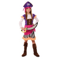 Costume pirata avventuriero viola da bambina