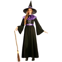 Costume da strega viola e nero per donna