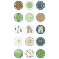 Calendario dell'Avvento numeri adesivi rotondi - 60 pz.