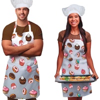 Set grembiule e cappello da chef con motivo cupcakes per adulti