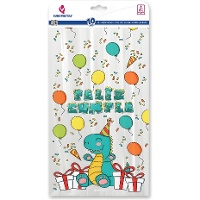 Sacchetti per caramelle con dinosauro «Buon Compleanno» da 35 x 18 cm - 10 pezzi