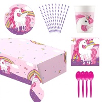 Pacchetto festa unicorno rosa - 8 persone