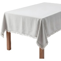 Tovaglia di 2,50 x 1,40 m in tessuto grigio con frange