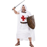 Costume da cavaliere templare con cappuccio per uomo
