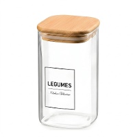 Vaso da 1,2 L in borosilicato con coperchio in bambù Legumi