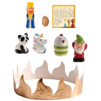 Kit per Roscón de Reyes: corona, fava, re, cartolina e 4 figurine