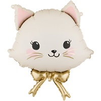 Palloncino a forma di gatto kawaii con fiocco dorato, design per bambini