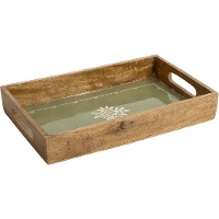 Vassoio 41 x 26 cm - motivo foglie verde oliva, stile rustico