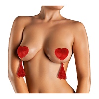 Copricapezzoli a cuore rossi con nappine