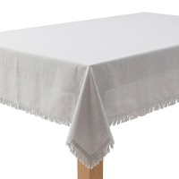 Tovaglia in cotone grigio 2,00 x 1,40 m con frange