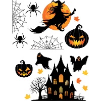 Decorazioni adesive per parete con sagome di Halloween - 16 pezzi