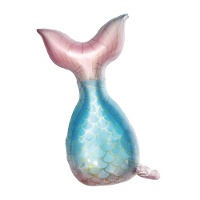 Palloncino a coda di sirena blu e rosa di 81 cm