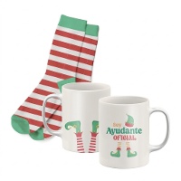 Set regalo di tazza e calzini natalizi da elfo