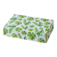Scatola di 23,5 x 16 x 5 cm con foglie tropicali