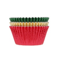 Capsule per cupcake natalizie dai colori metallizzati - House of Marie - 36 pezzi.