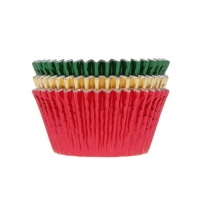 Capsule per cupcake natalizie colorate metallizzate - House of Marie - 36 pz.