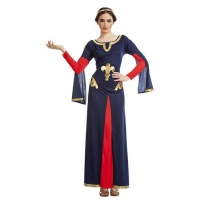 Costume medievale blu e rosso per donna