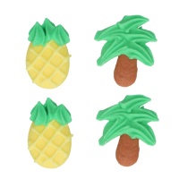 Decorazioni di zucchero ananas e palma - FunCakes - 12 unità