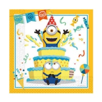 Tovaglioli per torta Minion 16,5 x 16,5 cm - 20 pezzi.