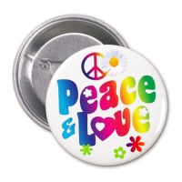 Distintivo hippie multicolore peace & love