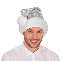 Cappello di Babbo Natale grigio con fiocchi