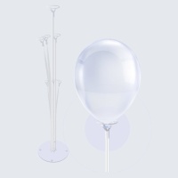 Centrotavola di palloncini per 7 bastoncini trasparenti da 70 cm