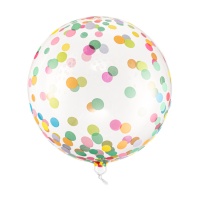 Palloncino orbz trasparente con coriandoli colorati - 40 cm - PartyDeco