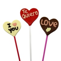 Lecca lecca di cioccolato cuore con messaggio d'amore - 1 unità