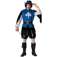 Costume da moschettiere blu e nero per uomo