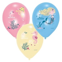 Palloncini in lattice Be a Mermaid 27,5 cm - Amscan - 6 pz.