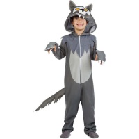 Costume da lupo grigio con cappuccio e coda per bambini