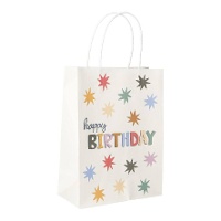 Borsa regalo di 27 x 20 cm con scritta 'happy birthday' e stelle - 1 unità