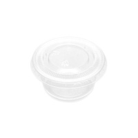 Vasetto per salse in plastica trasparente da 60 ml con coperchio - 50 pz.