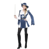 Costume da moschettiere bianco e blu da donna