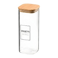 Vaso di borosilicato da 2,1 L con coperchio in bambù per Spaghetti