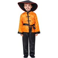 Costume cinese rosso e giallo per bambino