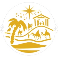 Stencil della scena della Natività di 25 cm - Decora