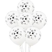 Palloncini bianchi con stampa pallone da calcio - Set da 6