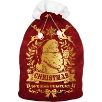 Sacco natalizio di Babbo Natale rosso e dorato da 95 x 60 cm