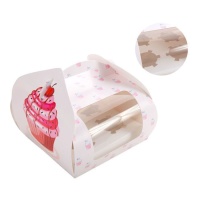 Scatola per cupcake rosa Helsinki per 4 cupcake 17 x 17 x 12 cm - Pastkolor