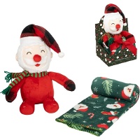 Peluche di Babbo Natale con coperta da 90 x 75 cm