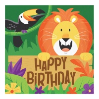 Tovaglioli Safari Avventura Happy Birthday da 16,5 x 16,5 cm - 16 unità