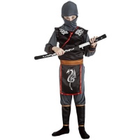 Costume da ninja nero con drago per bambini