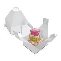Scatola da 24 x 24 x 28 cm per torta con manico e altezza speciale