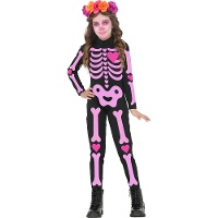 Costume scheletro rosa per bambina