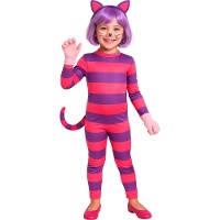 Costume da gatto rosa a righe di Alice per bambina