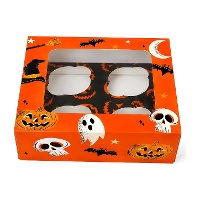 Scatola per 4 cupcake Halloween arancione - Azucren